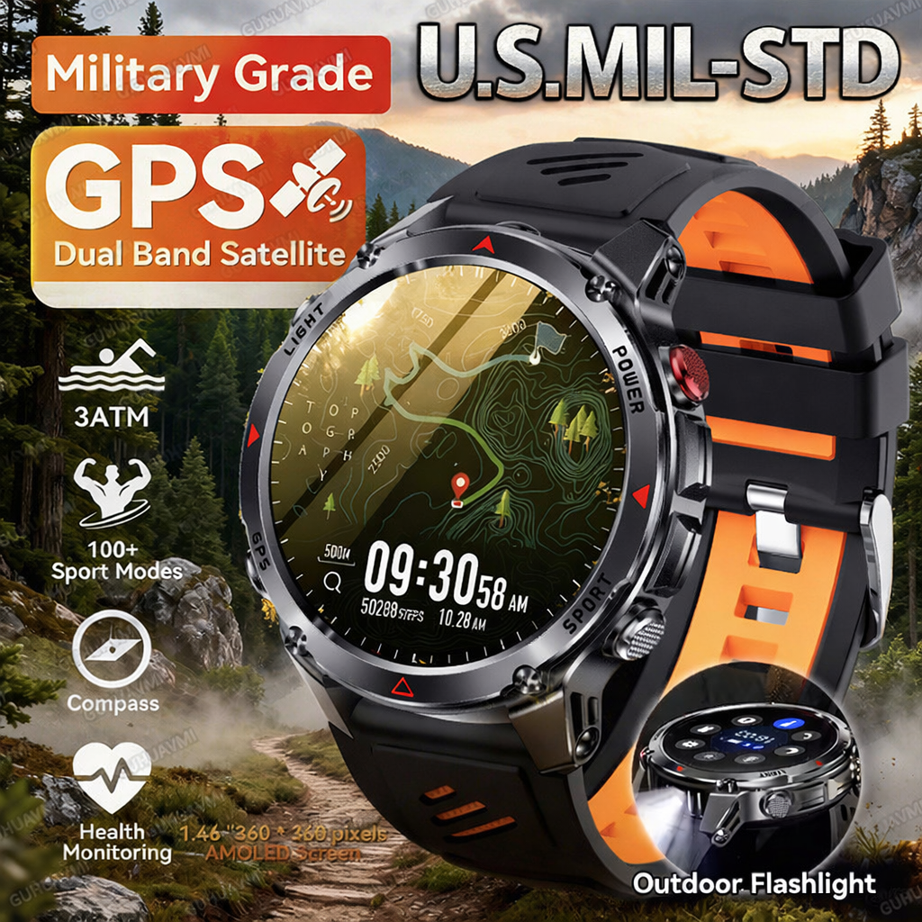 Gmt Dual Timezone Watch - 2026 New Outdoor Military GPS Smart