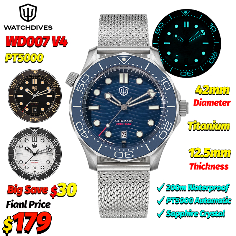 Luxury Watch For Men - Watchdives WD007 V4 Automatic Dive Watch