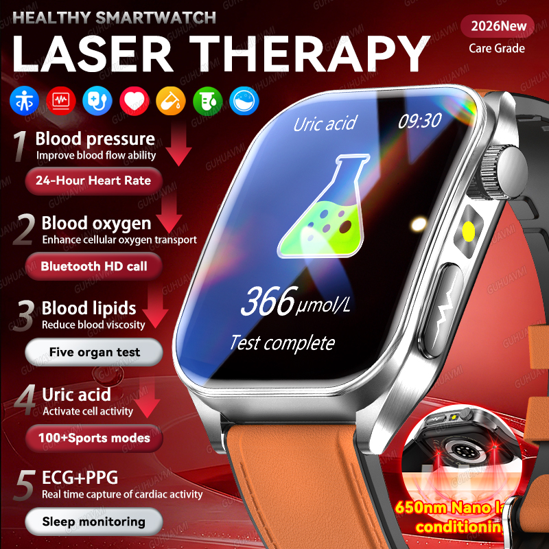 GUHUAVMI New Laser Therapy ECG - مراجعة Gmt Dual Timezone Watch وسعره