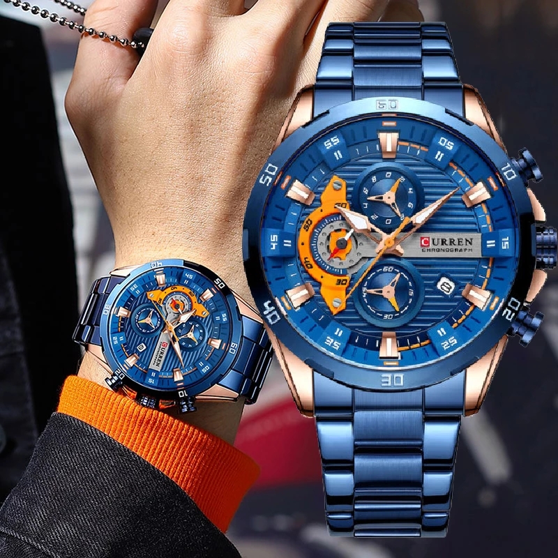 Watches For Men CURREN Man Wri - مراجعة Luxury Watch Name وسعره