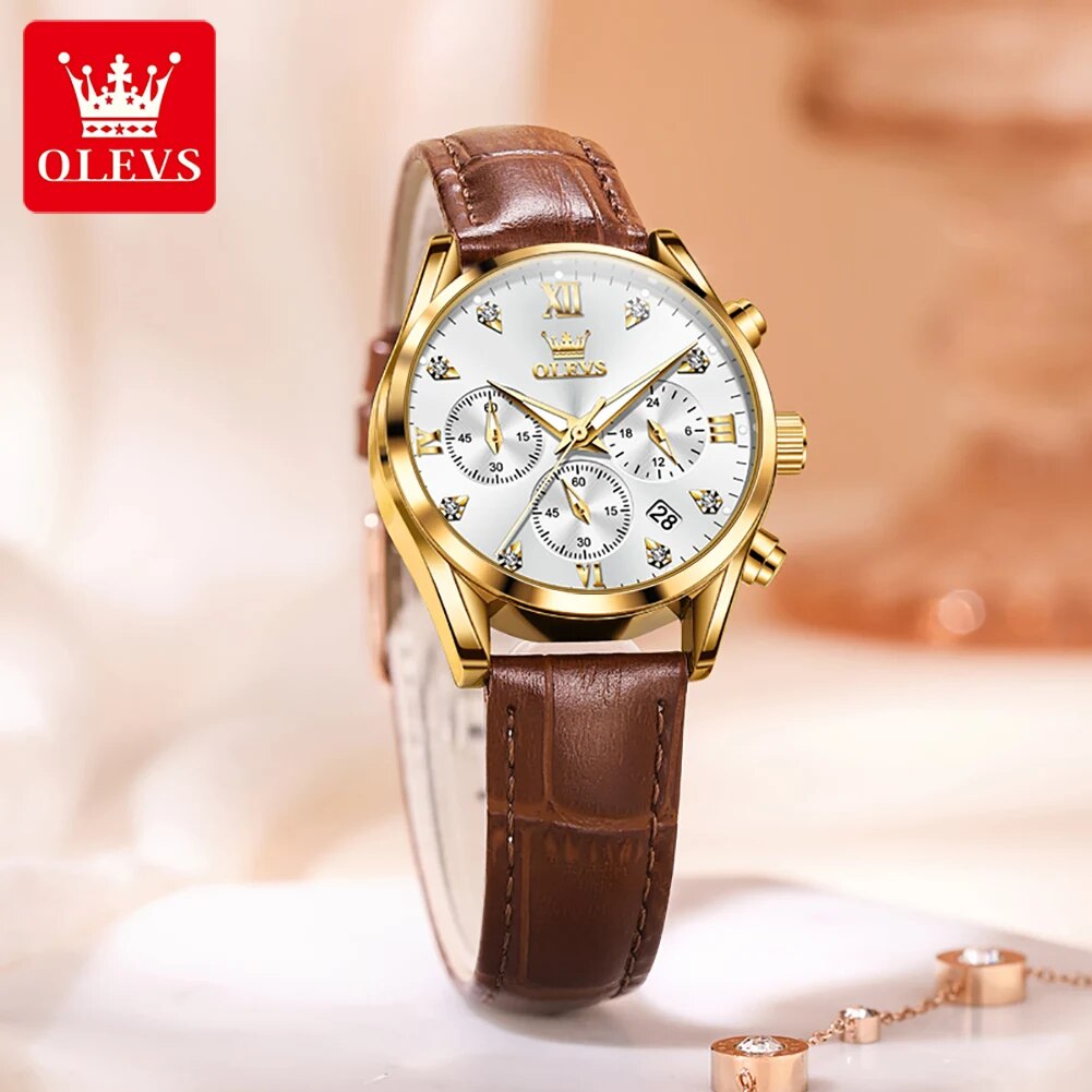 OLEVS 5523 Women's Watches Lea - مراجعة Luxury Watch With Leather Strap وسعره