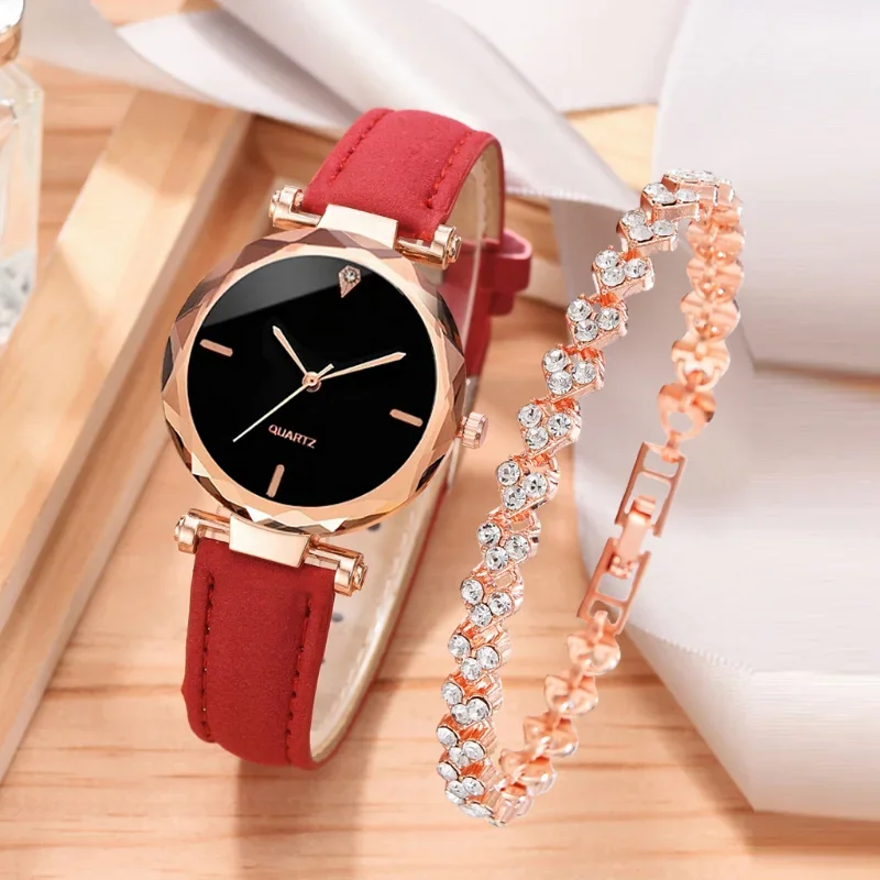 2pcs Luxury Fashion Women Watc - مراجعة Luxury Watch With Leather Strap وسعره