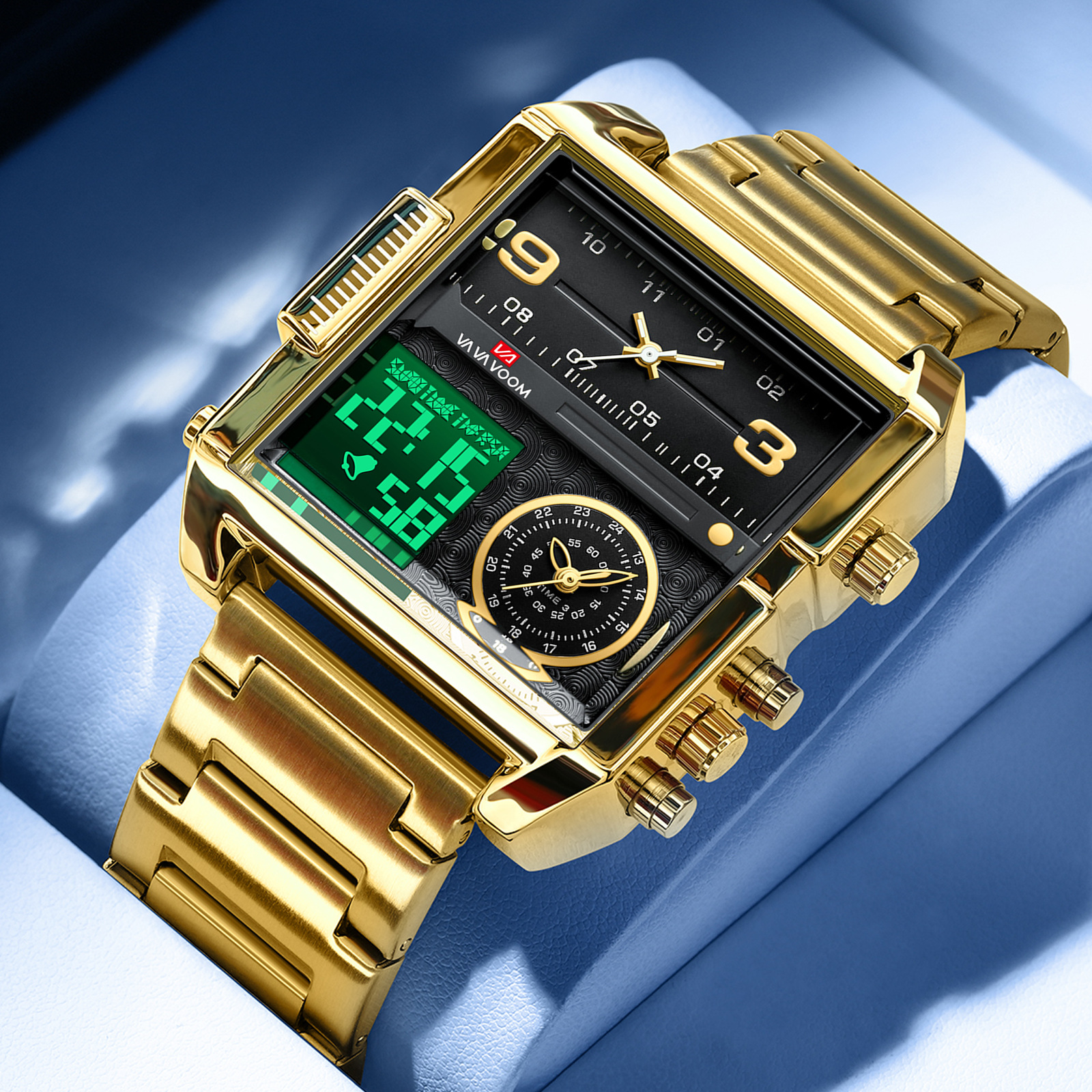 Dual Display Men Sports Watche - مراجعة Luxury Watch Gold And Black وسعره