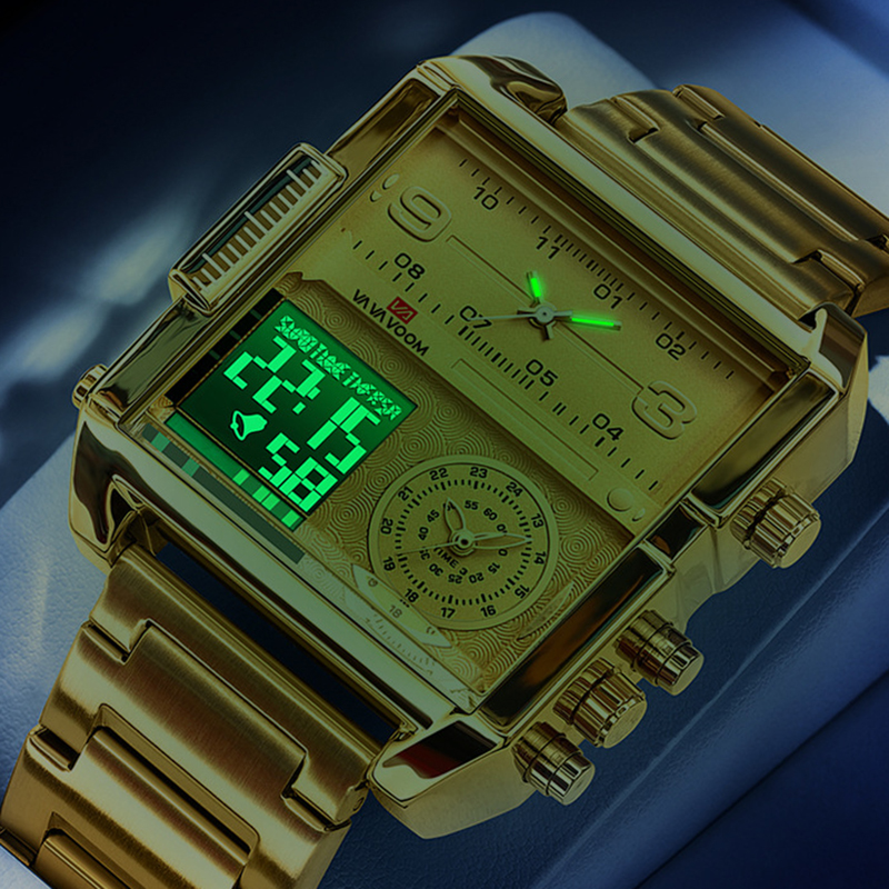 Dual Display Men Sports Watche - مراجعة Luxury Watch Gold And Black وسعره