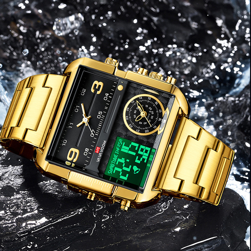 Dual Display Men Sports Watche - مراجعة Luxury Watch Gold And Black وسعره