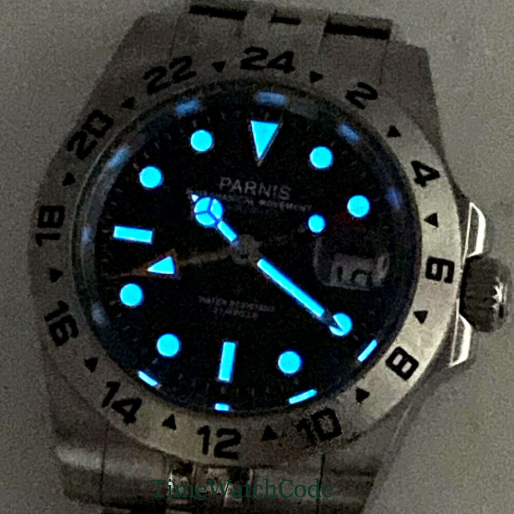 Parnis 40mm Sapphire Glass Aut - مراجعة Gmt Dual Timezone Watch وسعره