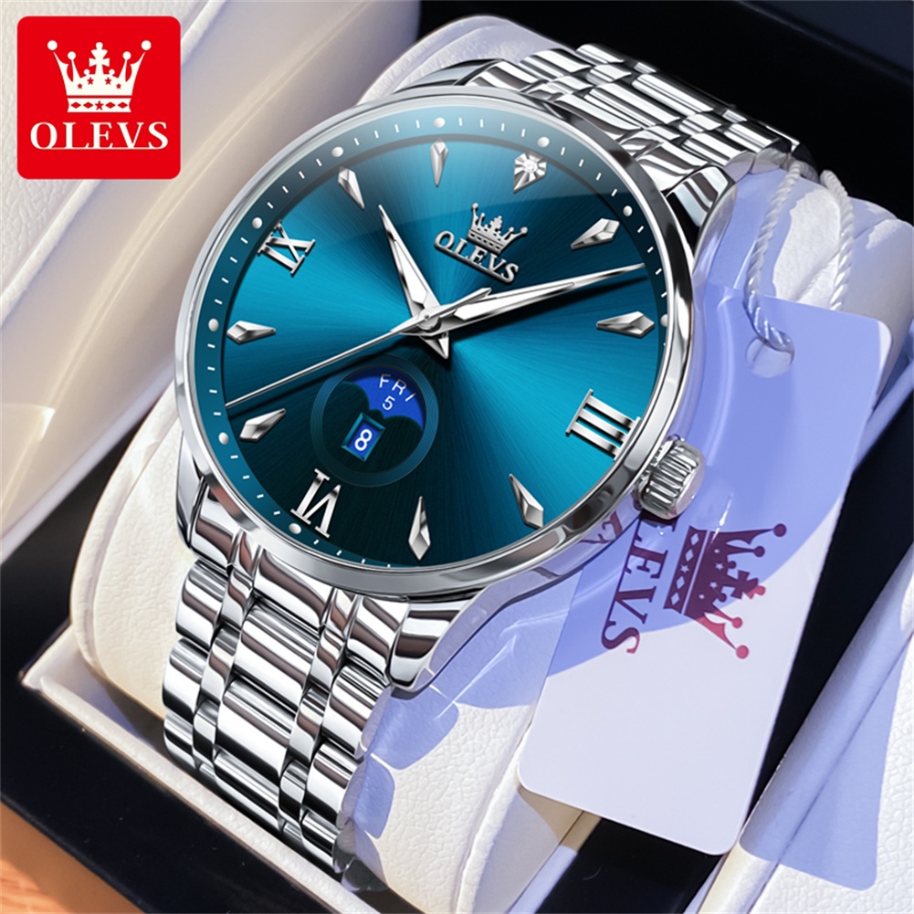 OLEVS Moon Phase men's watches - مراجعة Luxury Watch For Men وسعره