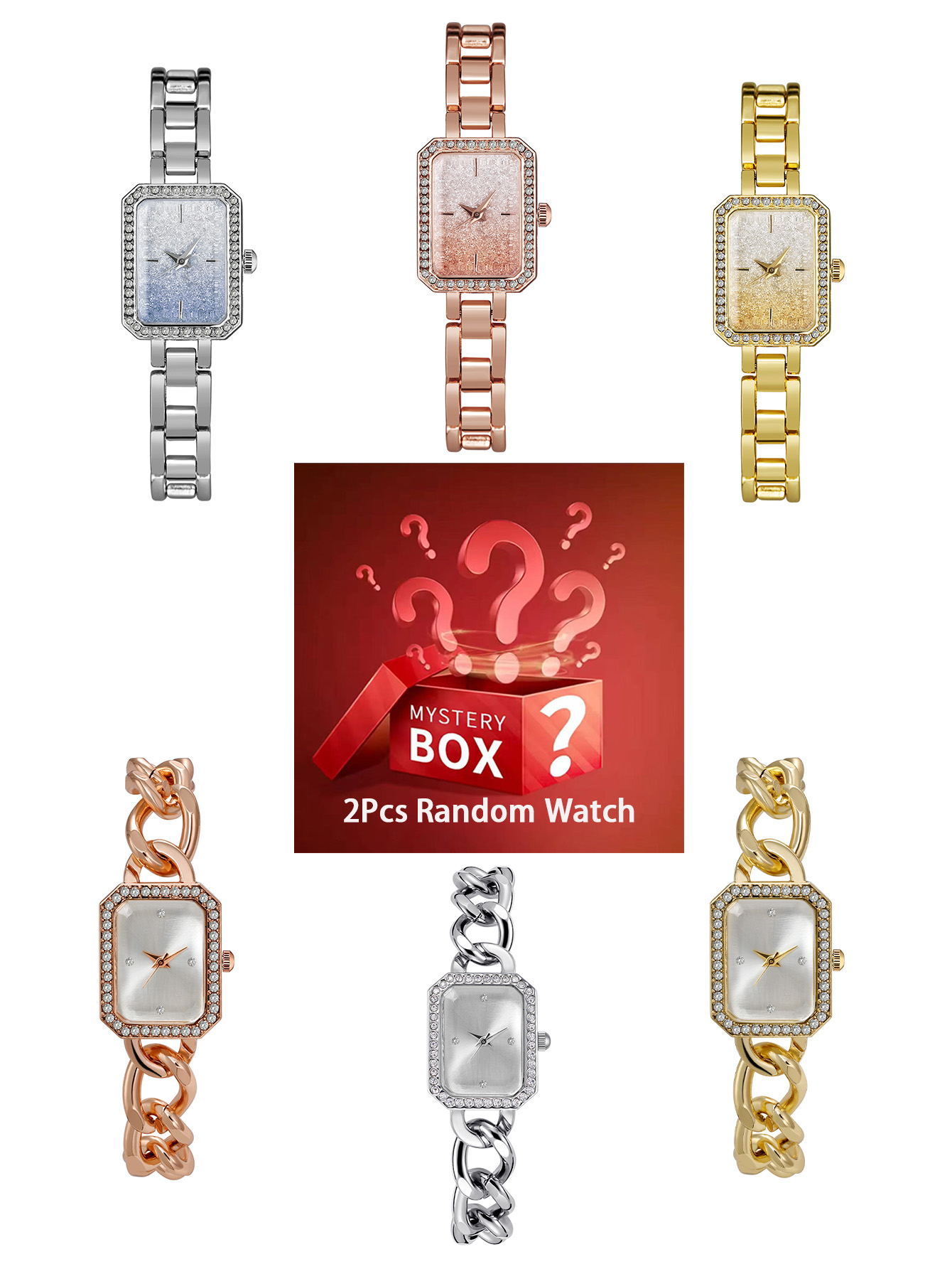 2 pieces women's watches myste - مراجعة Luxury Watch Square وسعره
