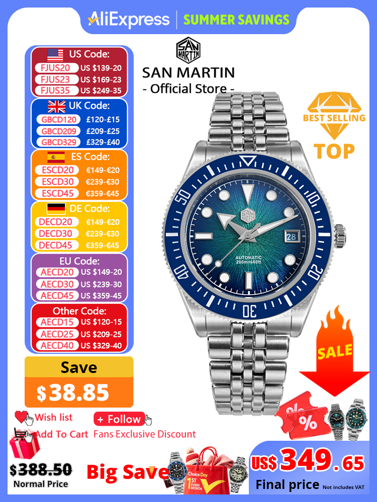 San Martin 40mm Men's Luxury D - مراجعة Cloisonne Enamel Dial وسعره