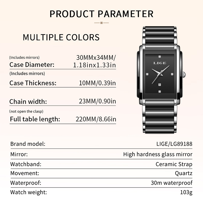 LIGE New Luxury Women Watches  - مراجعة Luxury Watch Square وسعره