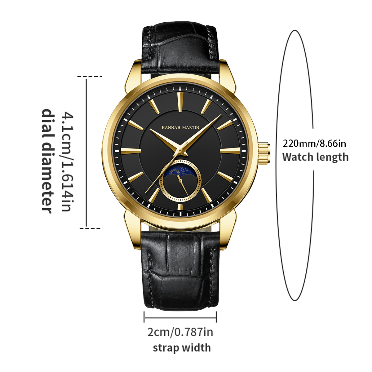 Hannah Martin Men Multi functi - مراجعة Luxury Watch Gold And Black وسعره