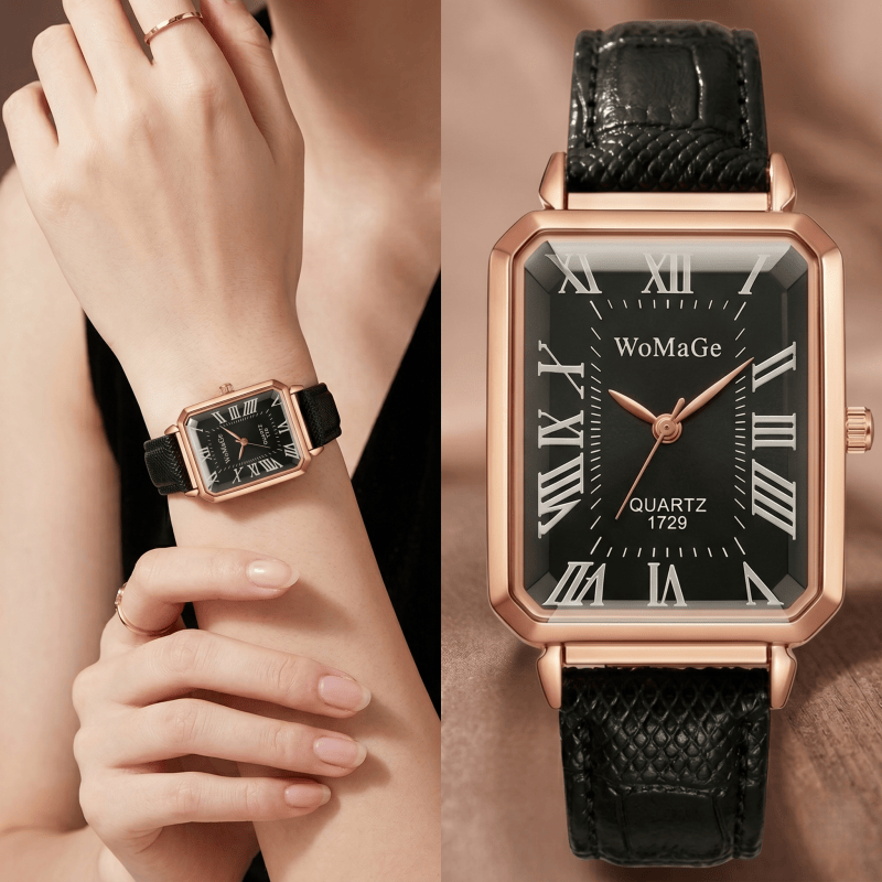 Fashion Rectangle Quartz Watch - مراجعة Luxury Watch With Leather Strap وسعره