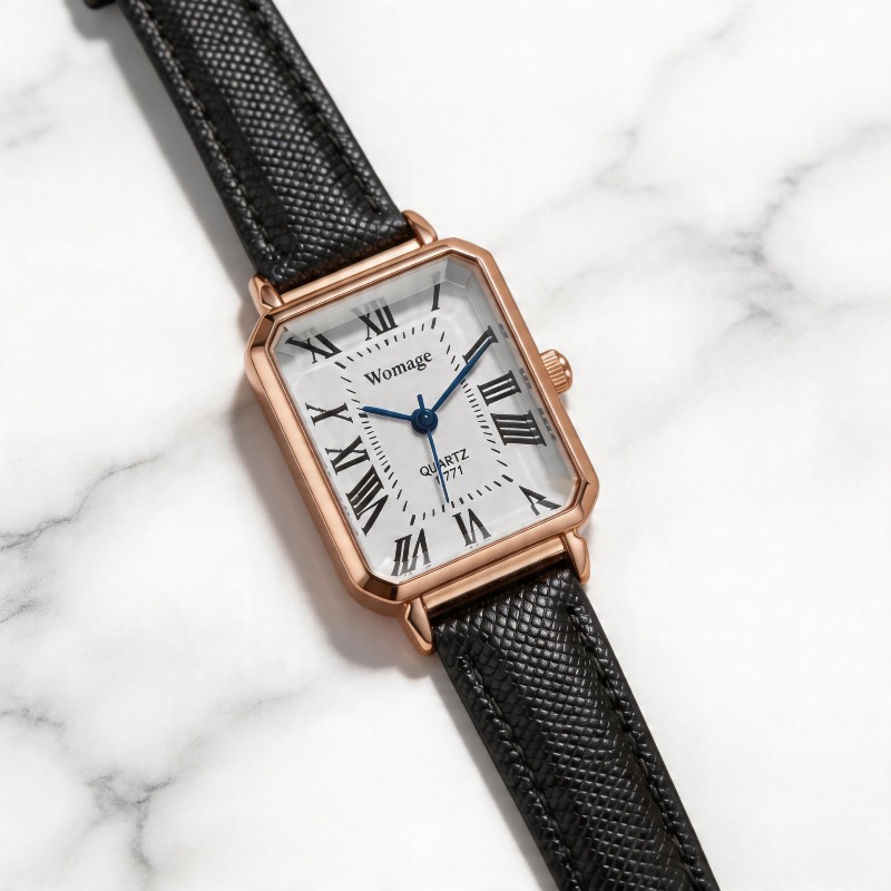 Fashion Rectangle Quartz Watch - مراجعة Luxury Watch With Leather Strap وسعره