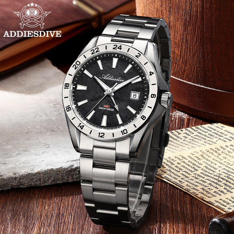 ADDIESDIVE Elegant Business Me - مراجعة Gmt Dual Timezone Watch وسعره