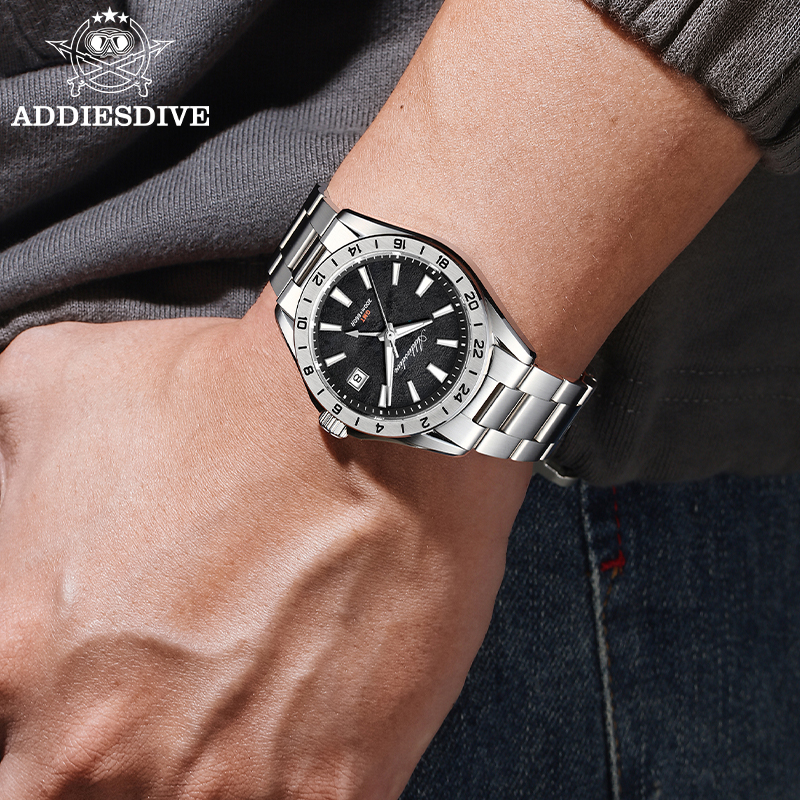 ADDIESDIVE Elegant Business Me - مراجعة Gmt Dual Timezone Watch وسعره