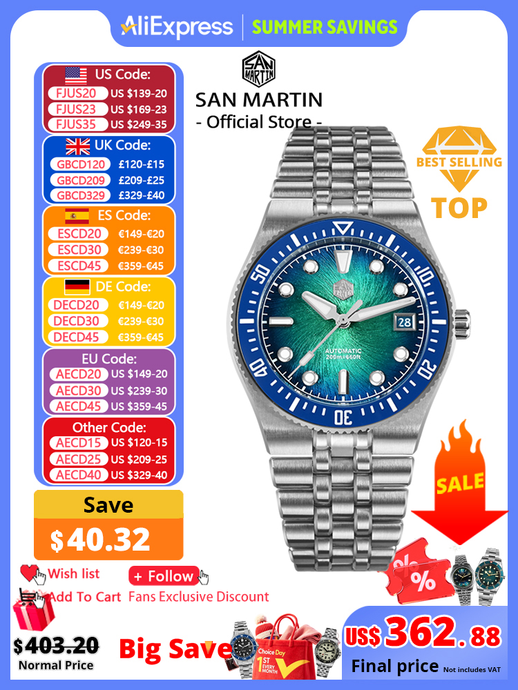 San Martin 40mm Enamel Spiral  - مراجعة Cloisonne Enamel Dial وسعره