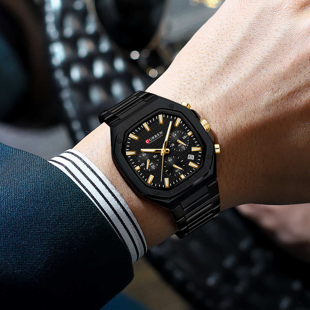 CURREN Luxury Square Chrono Wa - مراجعة Luxury Watch Square وسعره
