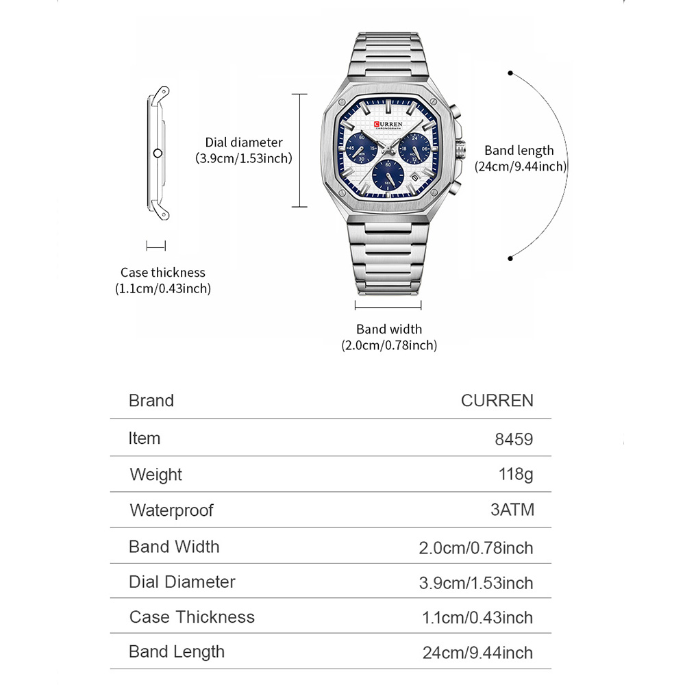 CURREN Luxury Square Chrono Wa - مراجعة Luxury Watch Square وسعره