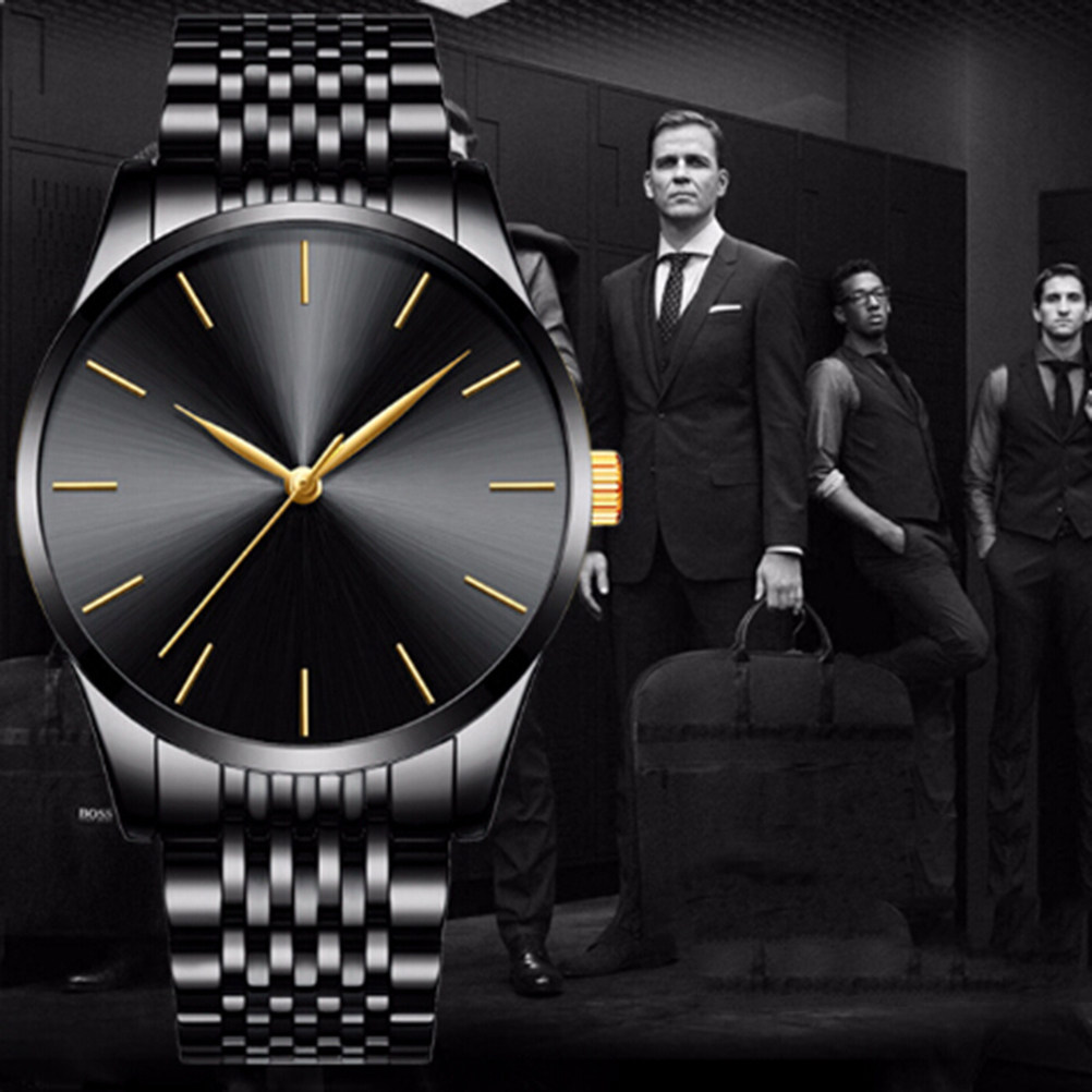 Stainless Steel Men Quartz Wat - مراجعة Luxury Watch Gold And Black وسعره