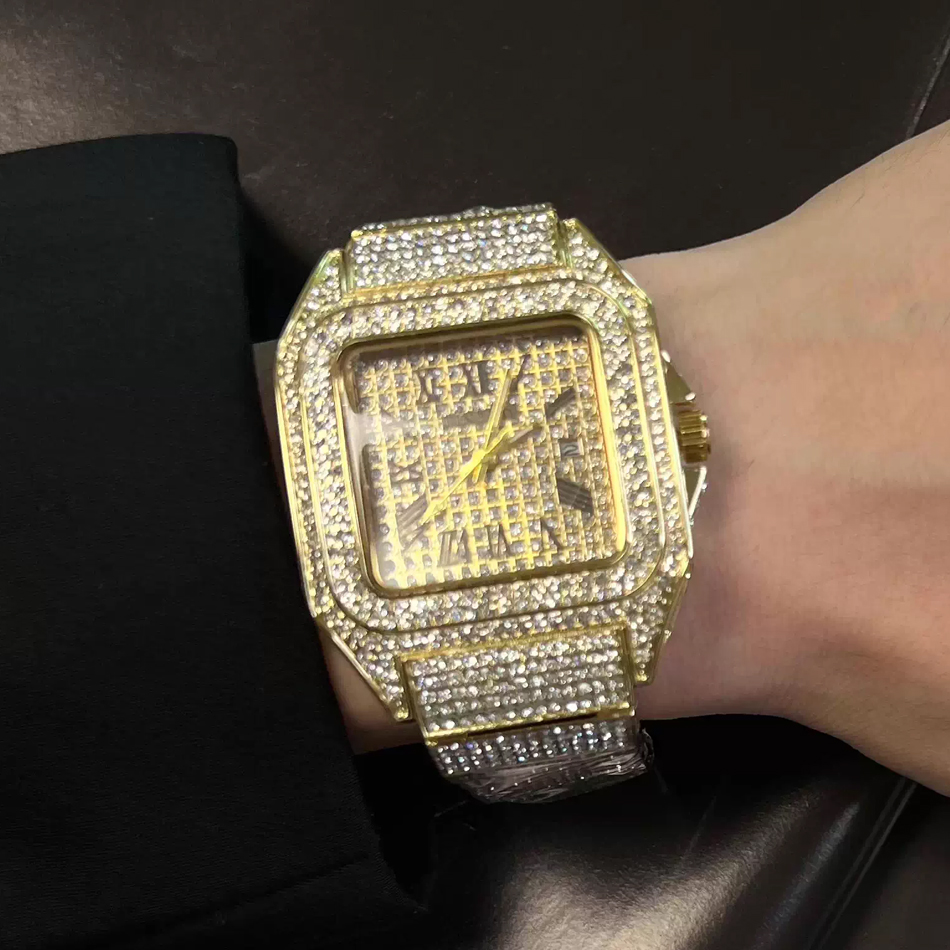 Gold or black Watch Ice Out Sq - مراجعة Luxury Watch Gold And Black وسعره